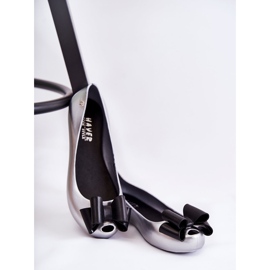 PH1 Ballerines Femme Caoutchouc Nœud Argenté Florret 2