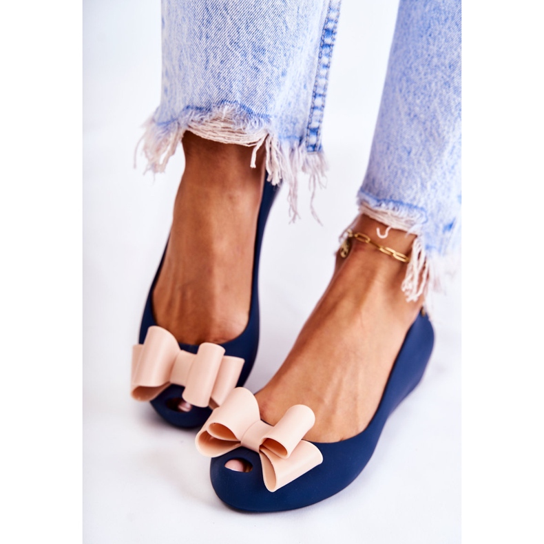 PH1 Ballerines Femme Caoutchouc Nœud Bleu Marine Florret 1