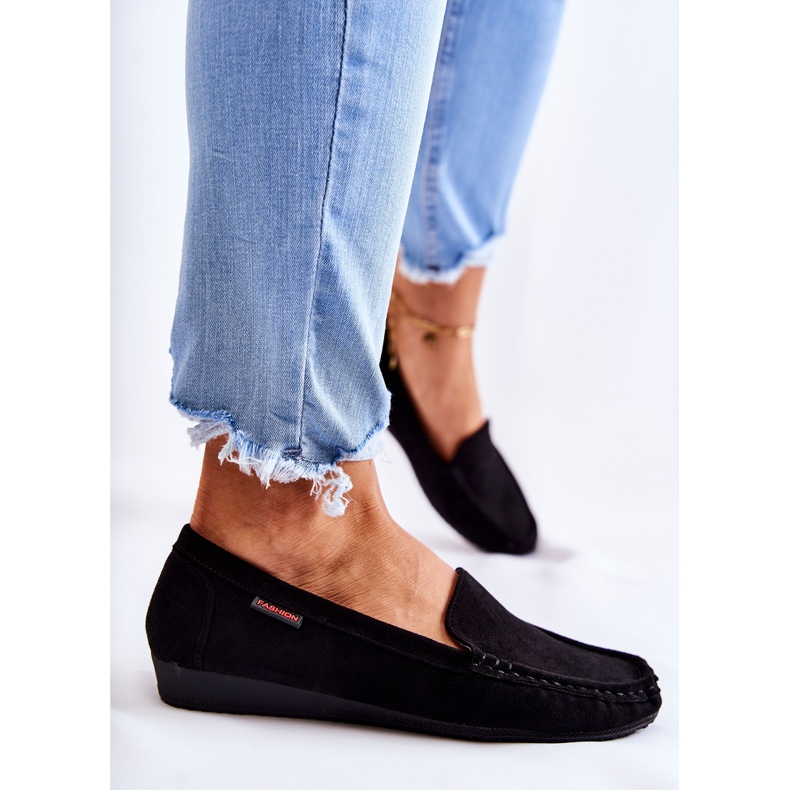 PH1 Mocassins compensés en daim noirs pour femme La Cava le noir 1