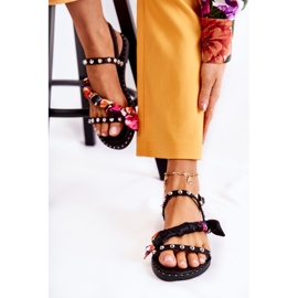 PG1 Sandales pour femmes avec ornements Mataro noirs 2