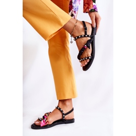 PG1 Sandales pour femmes avec ornements Mataro noirs le noir 5