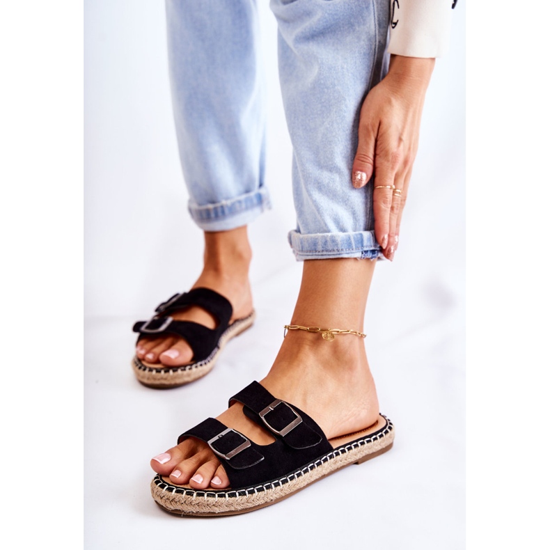 PG1 Chaussons Classiques en Daim pour Femme Noir Casilda 1