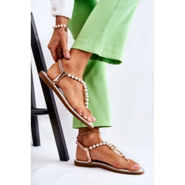 PG1 Sandales Tendance Tongs Avec Perles Or Rose Isalia doré 1