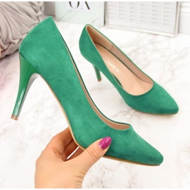 Escarpins sur un talon aiguille en daim vert W Sergio Leone 1