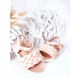 Sandales des filles avec une tresse rose 6