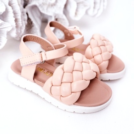 Sandales des filles avec une tresse rose 3