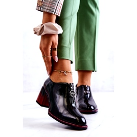 S.Barski Chaussures à la mode laquées sur un poteau Lorena noir et rouge 1
