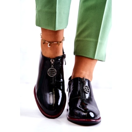 S.Barski Chaussures à la mode laquées sur un poteau Lorena noir et rouge 3