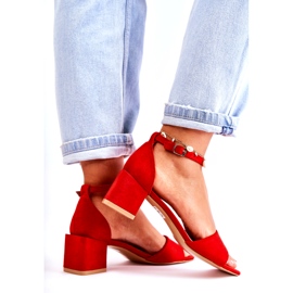 PS1 Sandales Femme Daim à Talon Haut Rouge Luciana 4