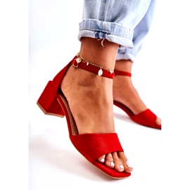 PS1 Sandales Femme Daim à Talon Haut Rouge Luciana 3