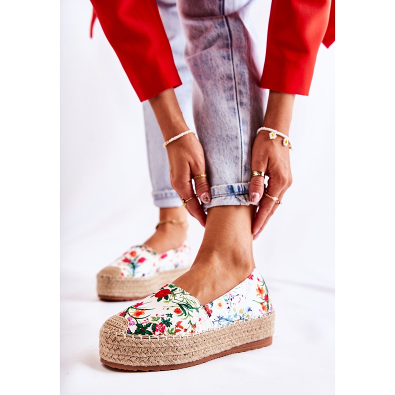 FS3 Espadrilles à enfiler à la mode en fleurs de Morice blanches multicolore 1