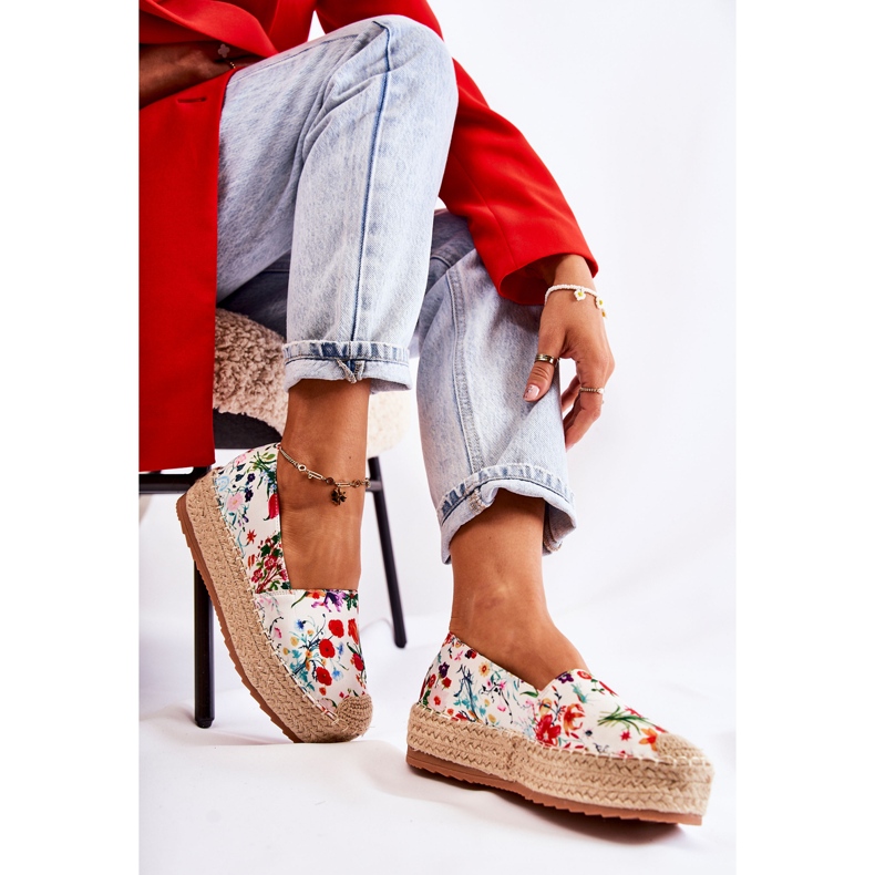 FS3 Espadrilles à enfiler à la mode en fleurs de Morice blanches multicolore 2