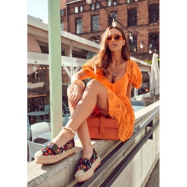 FS3 Espadrilles à enfiler à la mode en fleurs de Morice noires le noir multicolore 9