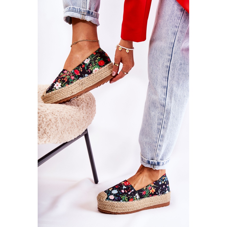 FS3 Espadrilles à enfiler à la mode en fleurs de Morice noires multicolore 2