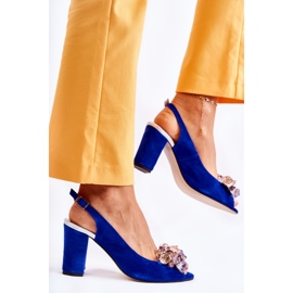 PA2 Sandales Escarpins En Daim À La Mode Avec Cristaux Marine Nolissa bleu marin 3