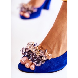 PA2 Sandales Escarpins En Daim À La Mode Avec Cristaux Marine Nolissa bleu marin 2