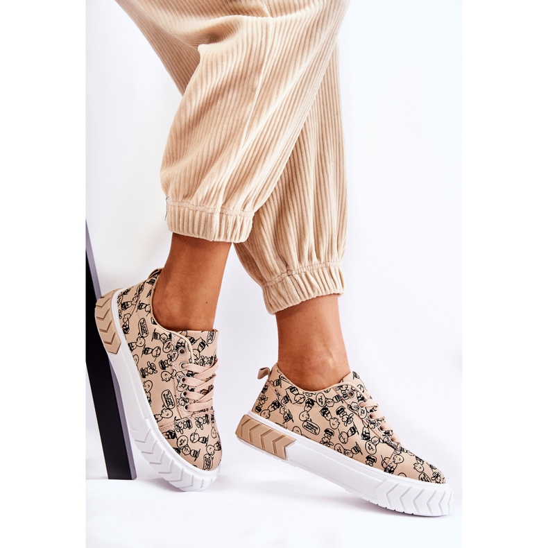 PS1 Baskets pour femmes Chaussures de sport W Print Beige Avers 2