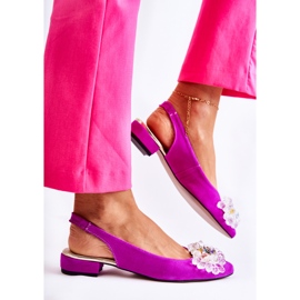 Ballerines En Daim Sur Talons Hauts Avec Décoration Elena Rose Foncé 7