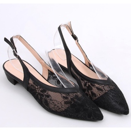 Ballerines en dentelle sans talon Margo Noir 1