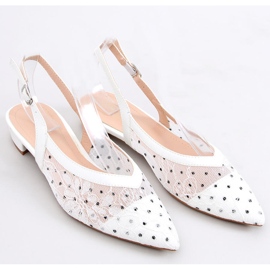 Ballerines en dentelle sans talon Margo Blanc 1