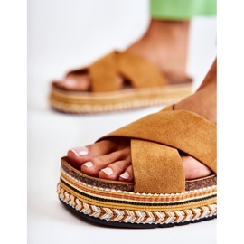 PG1 Pantoufles en daim pour femmes sur la plate-forme Camel Jossie brun 6