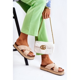 PG1 Pantoufles en daim pour femmes sur une plate-forme Jossie beige 2
