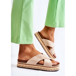 PG1 Pantoufles en daim pour femmes sur une plate-forme Jossie beige 4