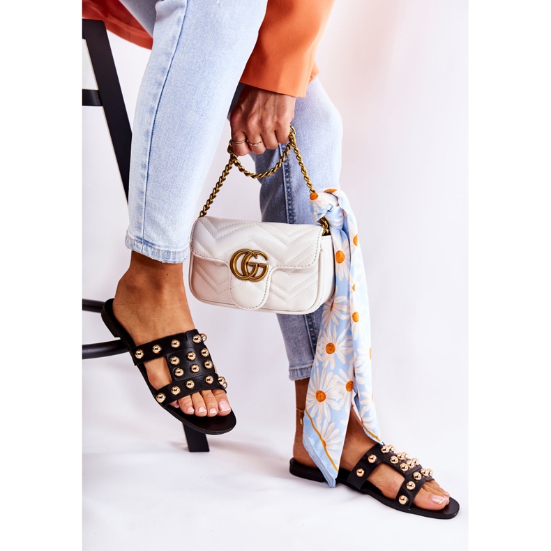 PG1 Chaussons Classiques Pour Femme Avec Ornements Noir Scotlyn 2