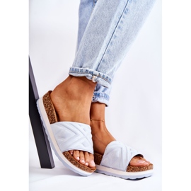 PG1 Pantoufles en daim pour femmes sur une plate-forme Heritta bleue massive 3