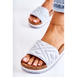 PG1 Pantoufles en daim pour femmes sur une plate-forme Heritta bleue massive 2