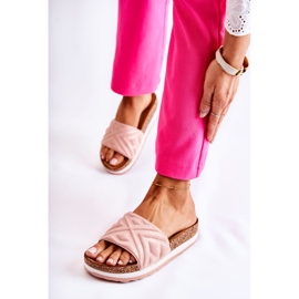 PG1 Pantoufles en daim pour femmes sur une plate-forme Heritta rose massive 5