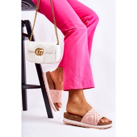 PG1 Pantoufles en daim pour femmes sur une plate-forme Heritta rose massive 3