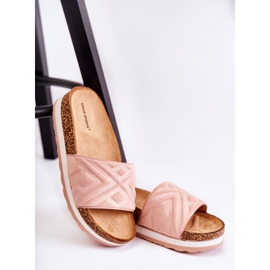 PG1 Pantoufles en daim pour femmes sur une plate-forme Heritta rose massive 7