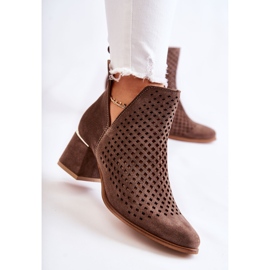 Bottines ajourées en daim Lewski Shoes 3165 velours terre multicolore 3