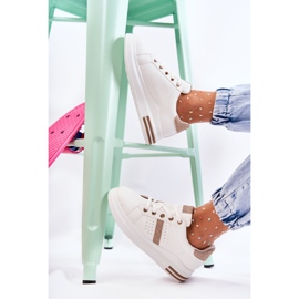 FK2 Chaussures de sport pour femmes, nouées blanches Otylia doré 1