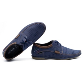 Mario Pala Chaussures ajourées homme 563 bleu marine brun 1