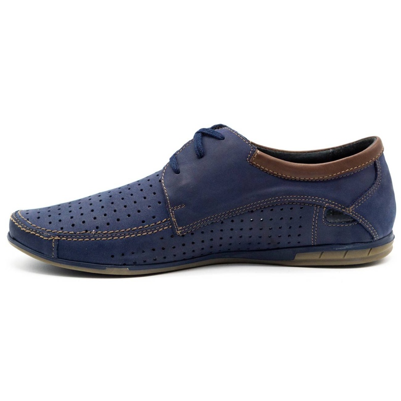 Mario Pala Chaussures ajourées homme 563 bleu marine brun 2