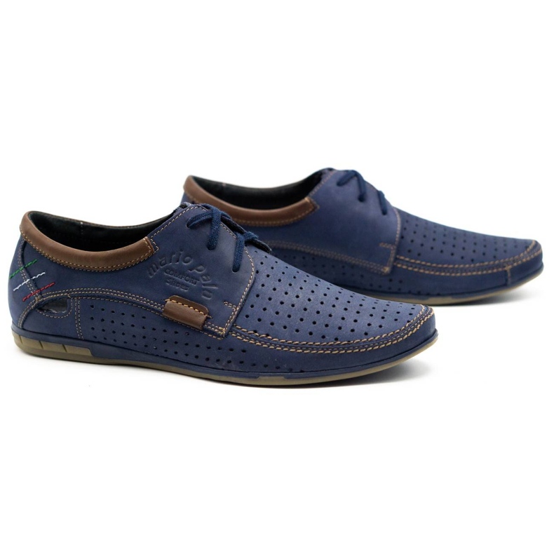 Mario Pala Chaussures ajourées homme 563 bleu marine brun 3