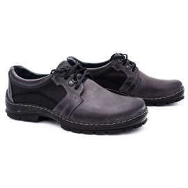 Polbut Chaussures en cuir pour hommes grises K19 le noir 2