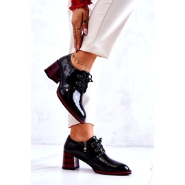 S.Barski Chaussures basses laquées à fermeture éclair noir rouge 2