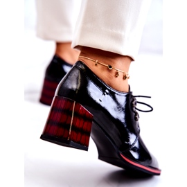 S.Barski Chaussures basses laquées à fermeture éclair le noir rouge 3