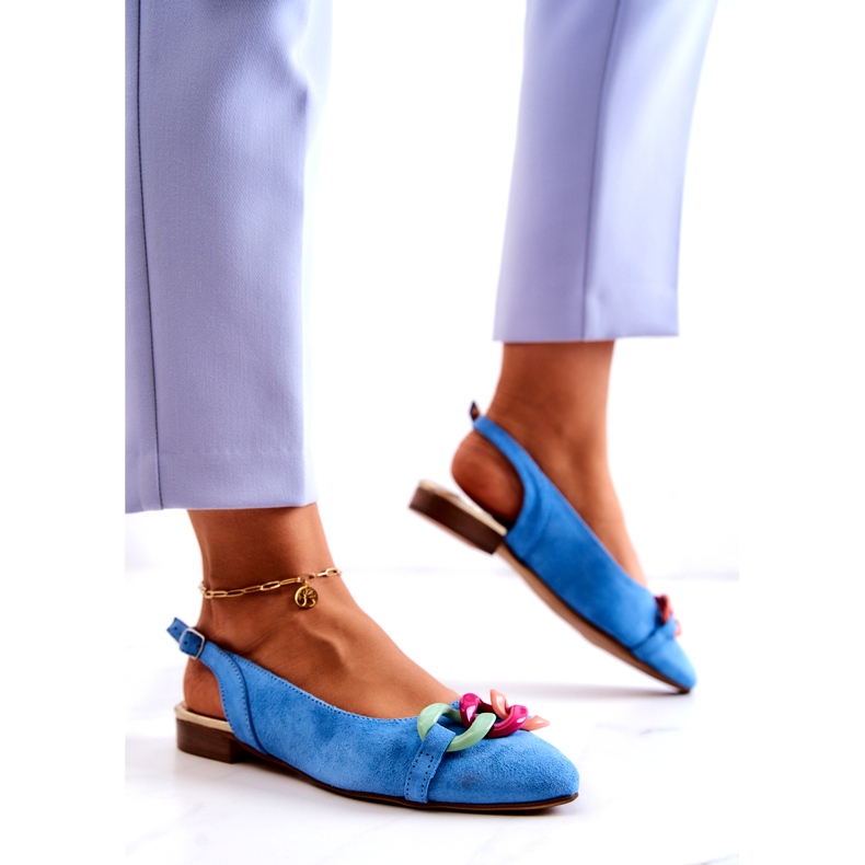 Ballerines En Daim Avec Chaîne Lewski Shoes 3125 Bleu multicolore 2