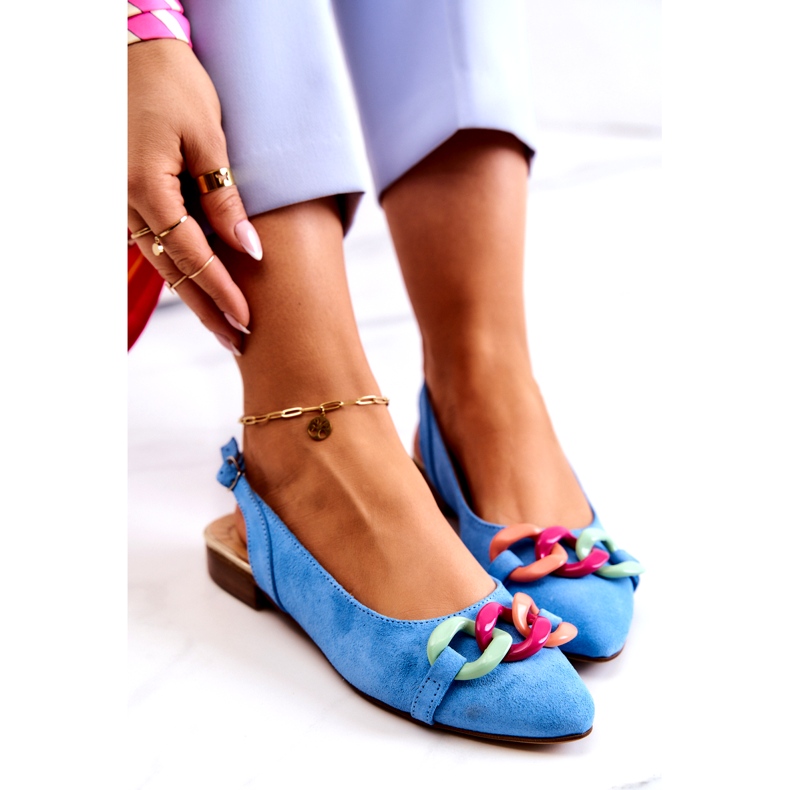Ballerines En Daim Avec Chaîne Lewski Shoes 3125 Bleu multicolore 4