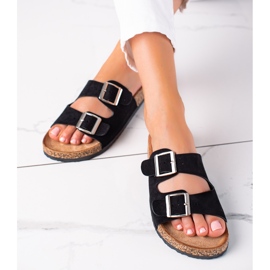 SHELOVET Pantoufles confortables pour femmes noir 1