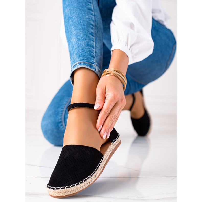 SHELOVET Espadrilles ajourées noir 1