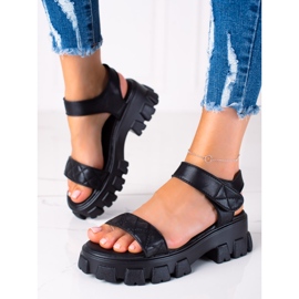 SHELOVET Sandales Velcro noir 1