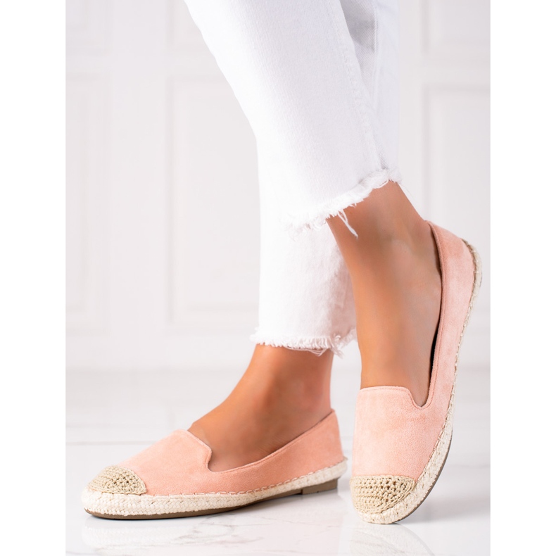 SHELOVET Espadrilles en daim rose 1