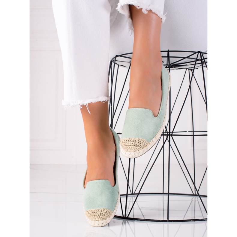 SHELOVET Espadrilles en daim vert 1