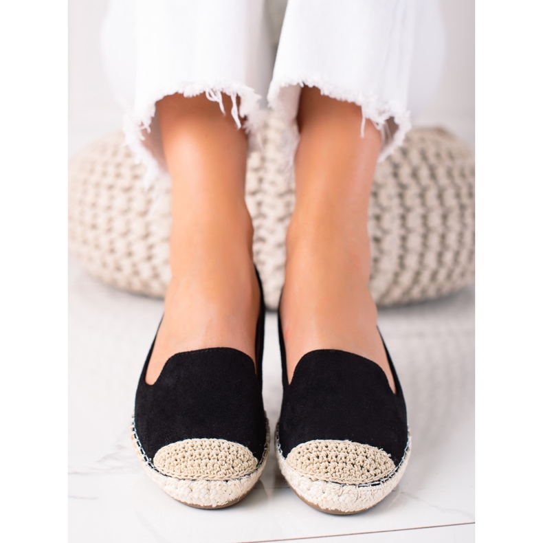 SHELOVET Espadrilles en daim le noir 1
