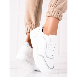 SHELOVET Baskets avec insert argenté blanche 3